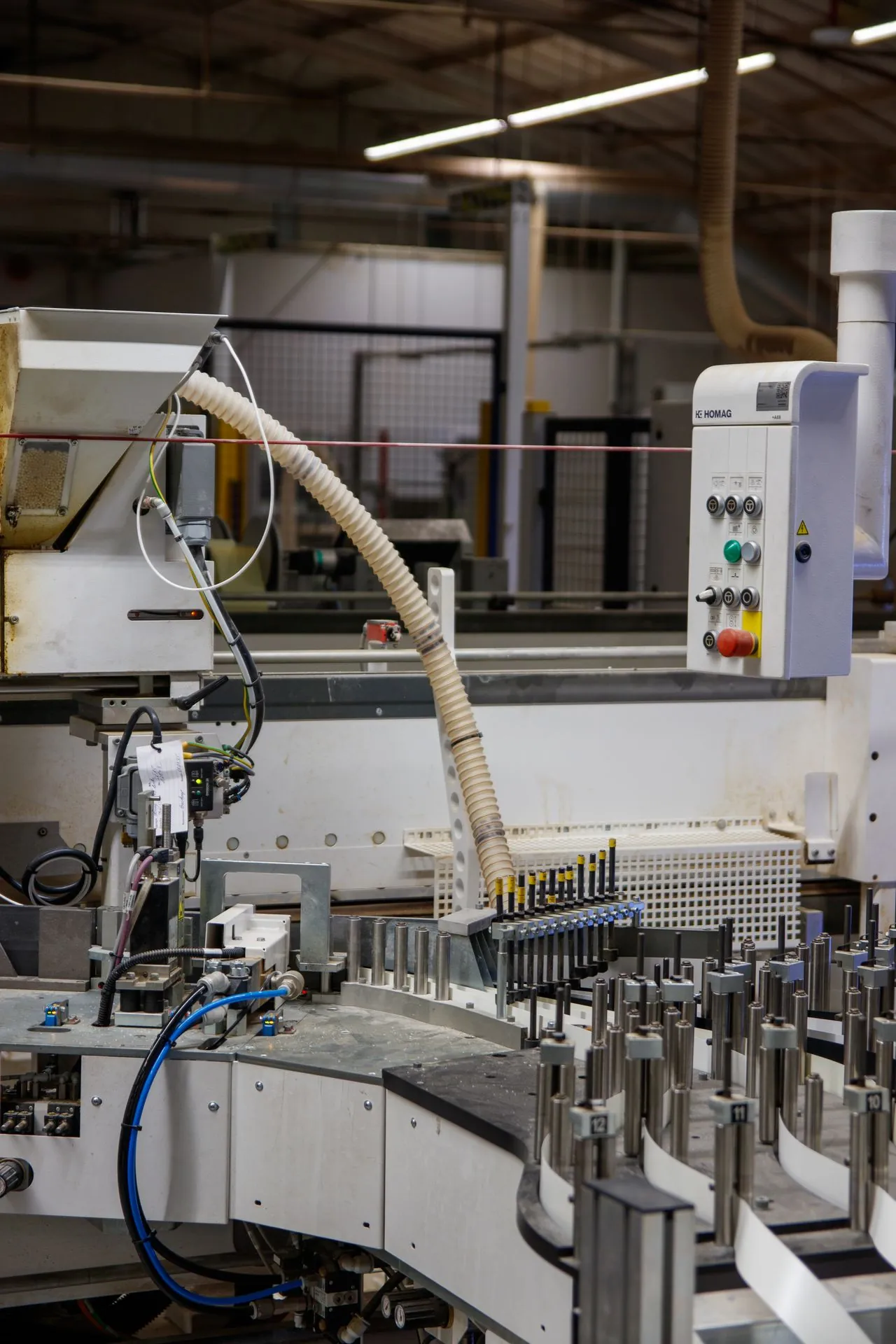 Pneumatic automation systems on an industrial factory floor